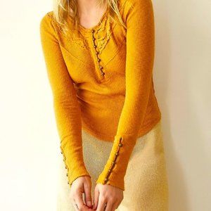 Free People Come On Over Lace Henley, Size XS